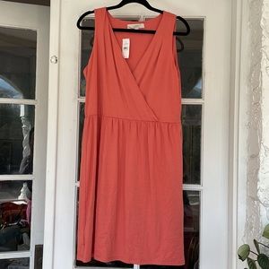 Loft Dress- peach colored cotton Sz L EUC